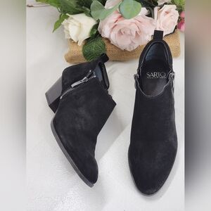 Franco Sarto Black Suede Ankle Booties